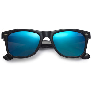 Polarspex Polarized 80's Retro Style Unisex Sunglasses with Black Frames and Ice Blue Lenses