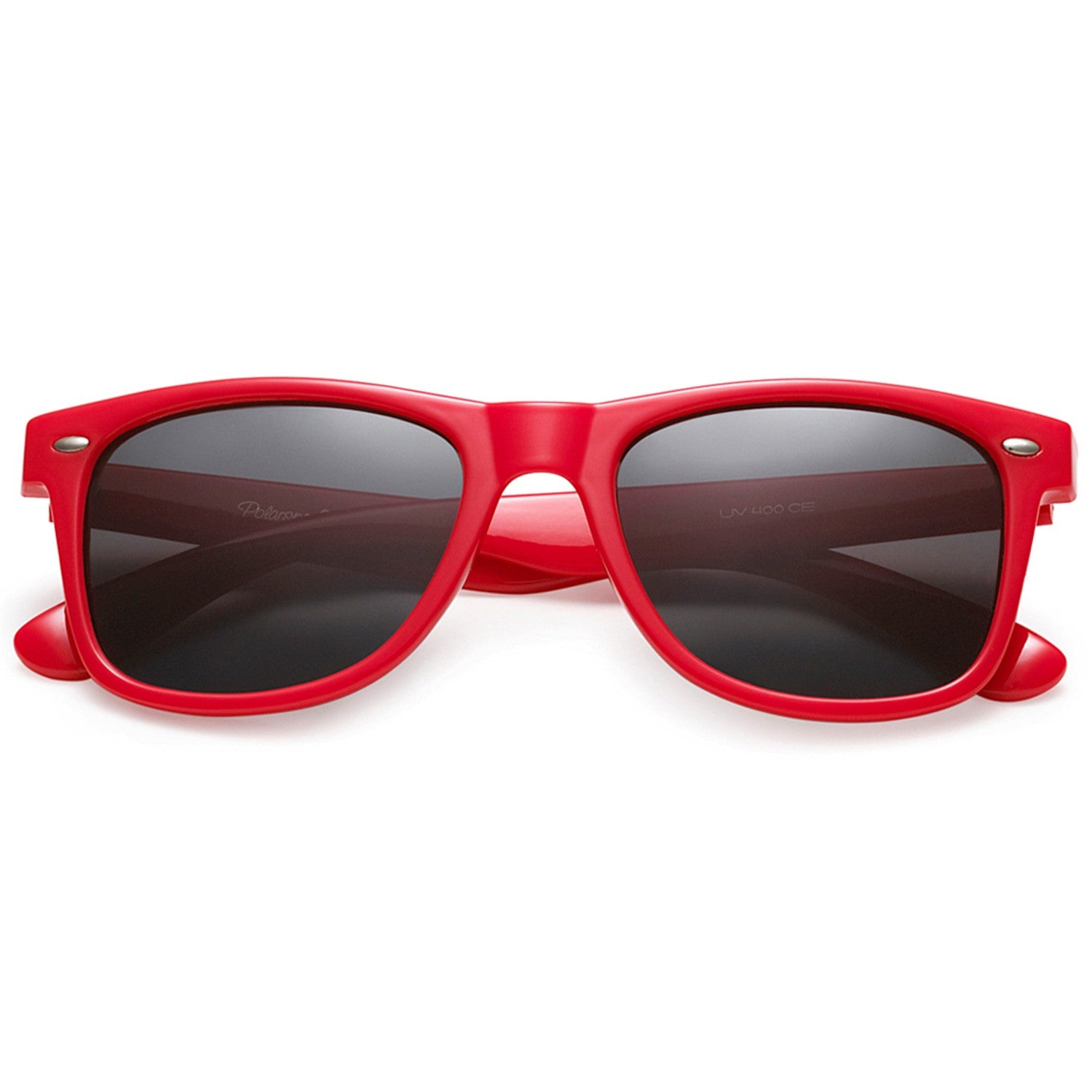 Polarspex Polarized 80's Retro Style Unisex Sunglasses with Scarlet Red Frames and Smoke Lenses