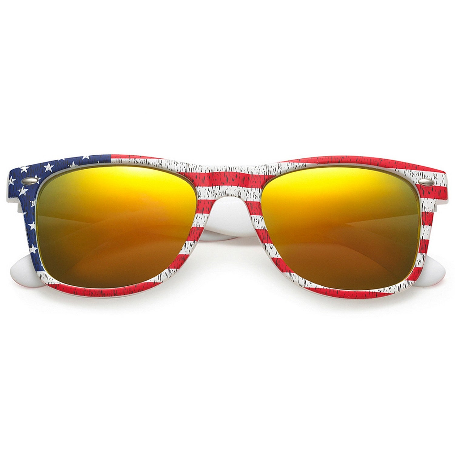 Polarspex Polarized 80's Retro Style Unisex Sunglasses with American Flag Frames and Lava Red Lenses