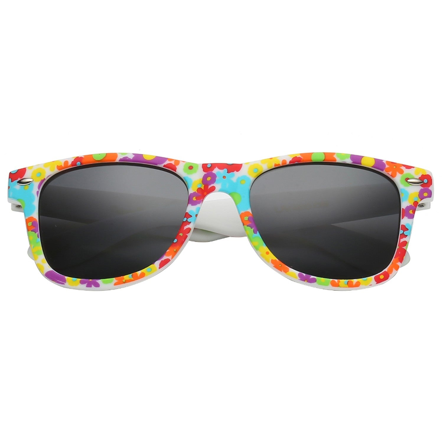 Polarspex Polarized 80's Retro Style Kids Sunglasses with Rubberized Hawaiian Floral Frames and Polarized Smoke Lenses for Boys and Girls