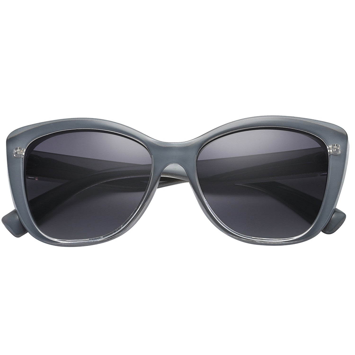 Polarspex Polarized Jackie-O Cat Eyes Style Sunglasses with Slate Gray Frames and Polarized Gradient Smoke Lenses for Women