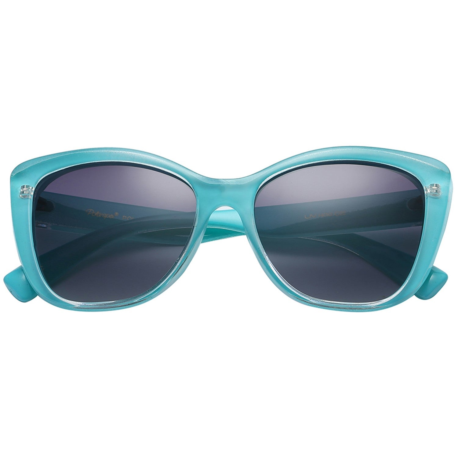 Polarspex Polarized Jackie-O Cat Eyes Style Sunglasses with Turquoise Teal Frames and Polarized Gradient Smoke Lenses for Women