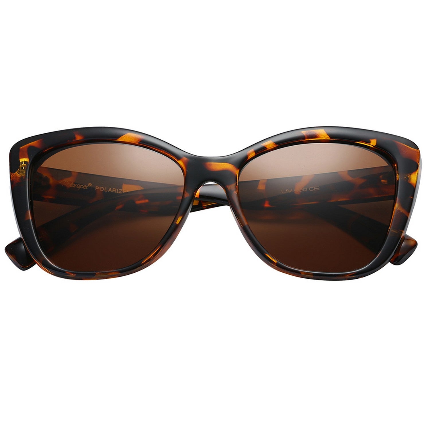 Polarspex Polarized Jackie-O Cat Eyes Style Sunglasses with Brown Tortoise Frames and Polarized Brown Lenses for Women