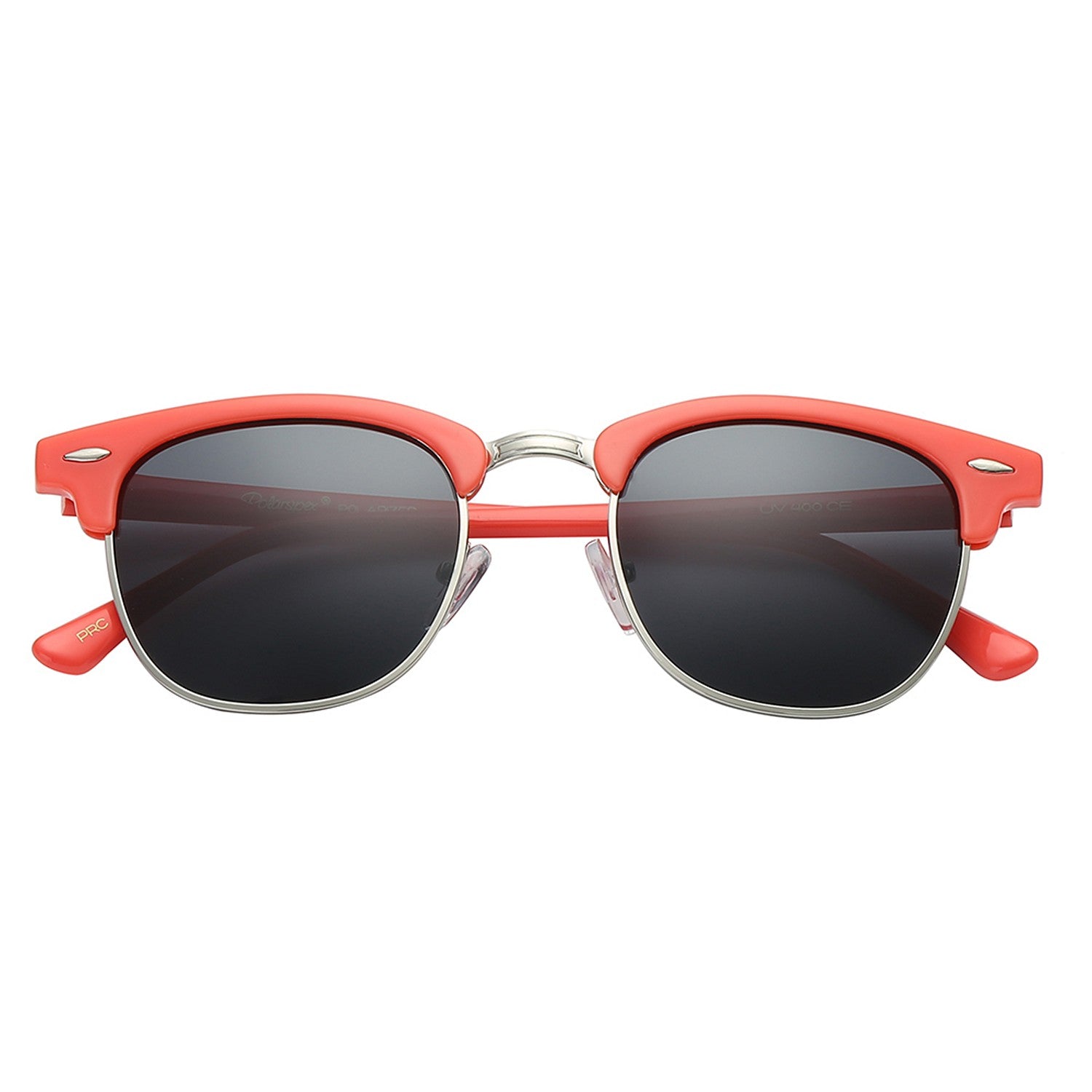 Polarspex Polarized Malcom Half Frame Semi-Rimless Style Unisex Sunglasses with Ocean Coral Frames and Ash Brown Lenses