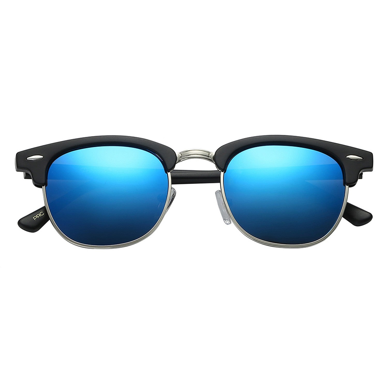 Polarspex Polarized Malcom Half Frame Semi-Rimless Style Unisex Sunglasses with Matte Black Frames and Ice Blue Lenses