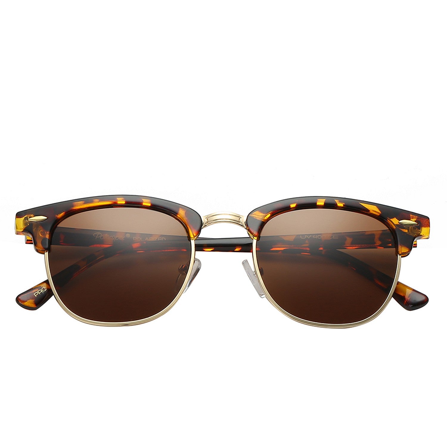 Polarspex Polarized Malcom Half Frame Semi-Rimless Style Unisex Sunglasses with Tortoise Brown Frames and Brown Lenses