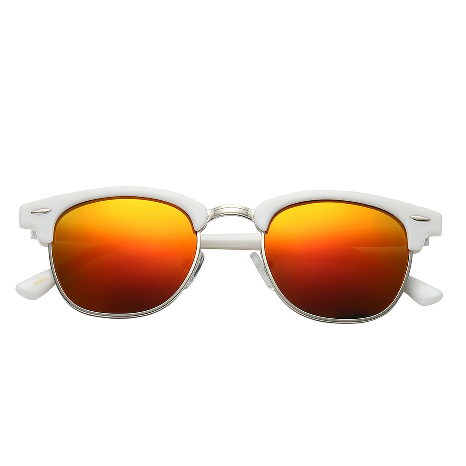 Polarspex Polarized Malcom Half Frame Semi-Rimless Style Unisex Sunglasses with Gloss White Frames and Lava Red Lenses