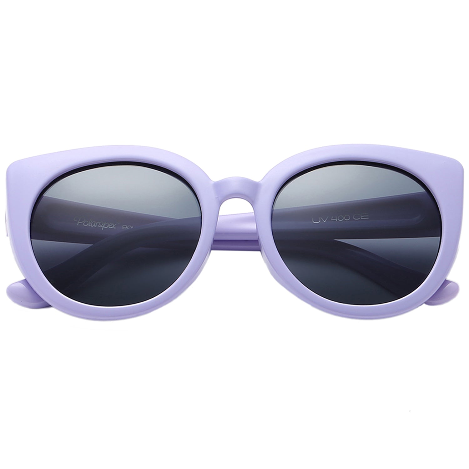 Polarspex Polarized Elastic Cateyes Style (BPA Free) Kids Sunglasses with Purple Lavender Frames and Polarized Smoke Lenses for Girls (Ages 2 - 8)