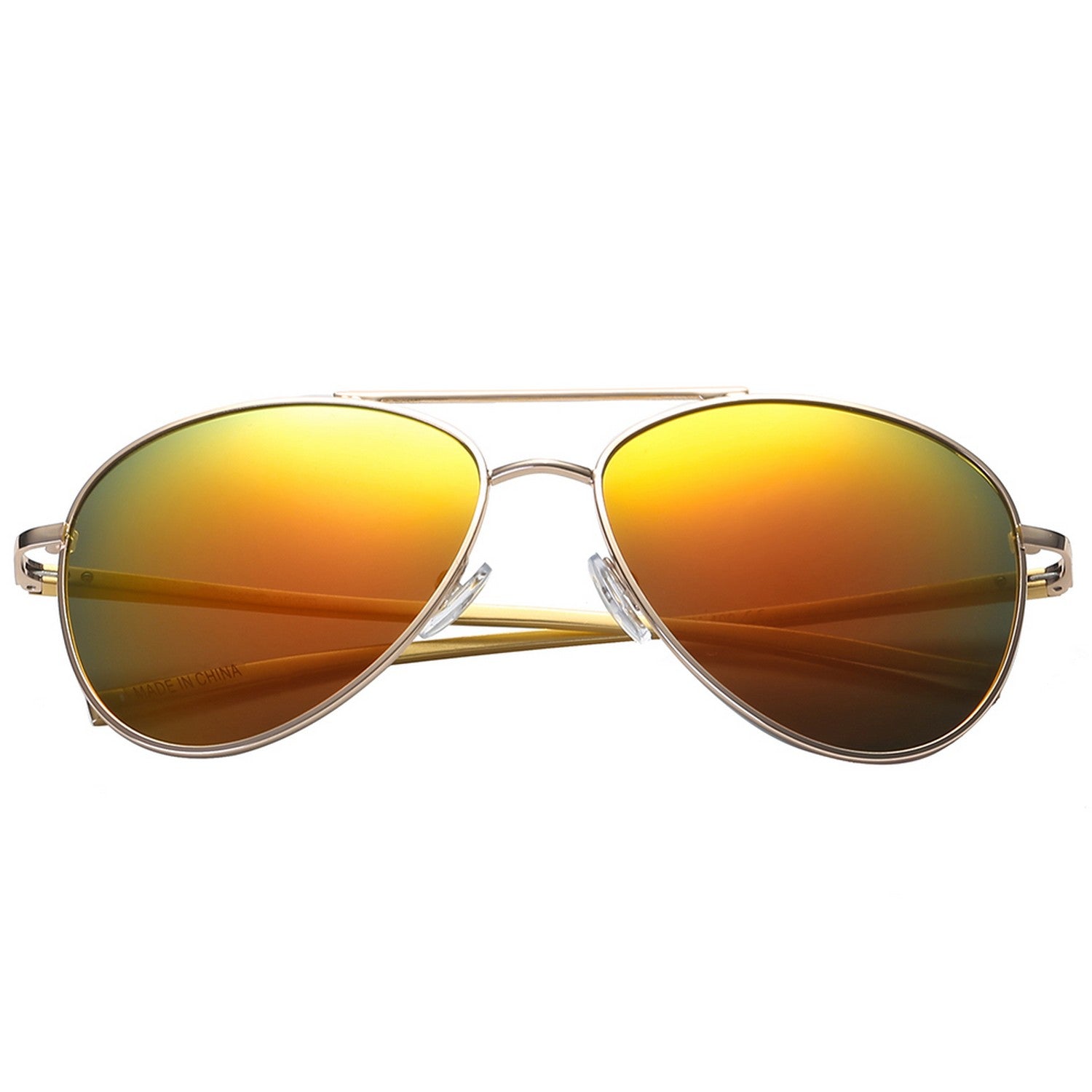 Polarspex Polarized Aviator Style Sunglasses with Aluminum Gold Frames and Polarized Lava Red Lenses for Men and Women