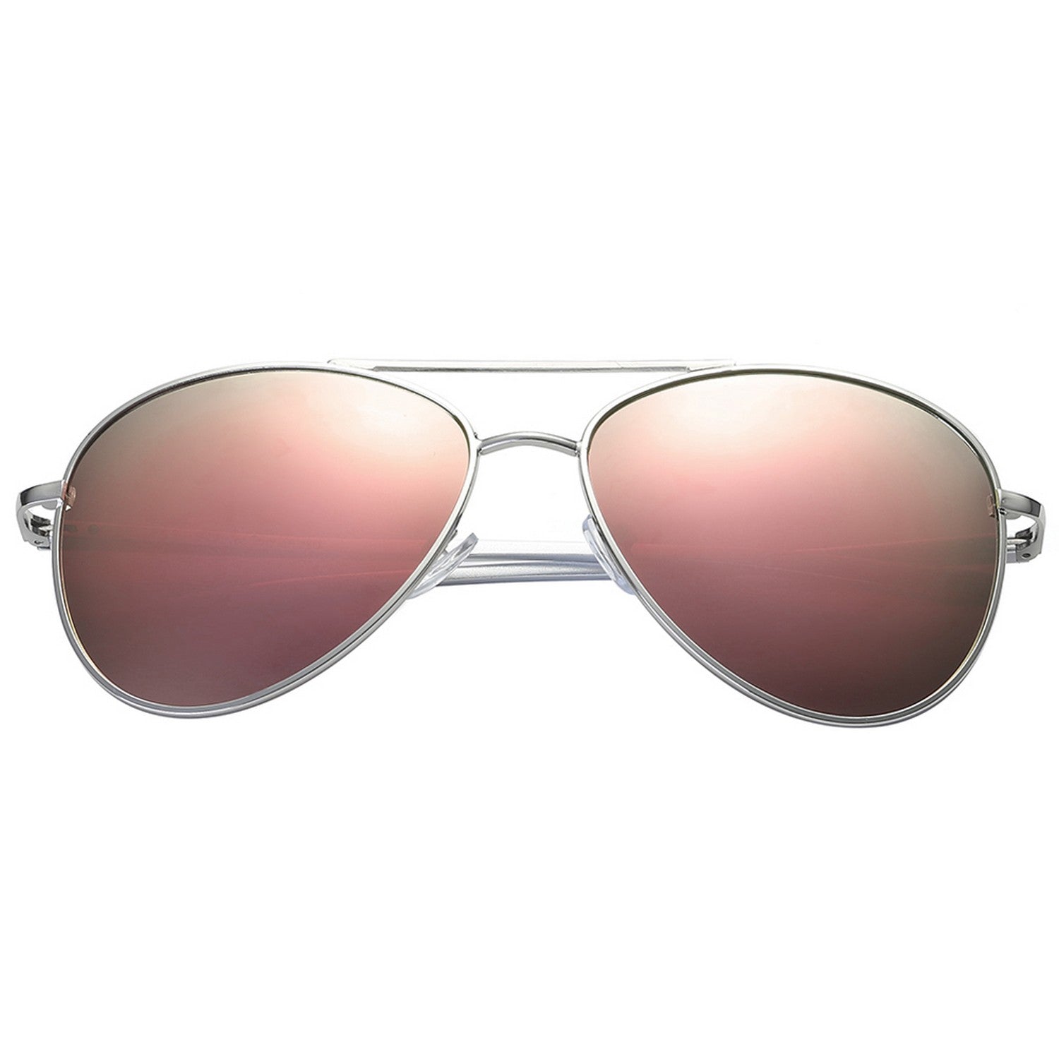 Polarspex Polarized Aviator Style Sunglasses with Aluminum Silver Frames and Polarized Pink Quartz Lenses for Men and Women