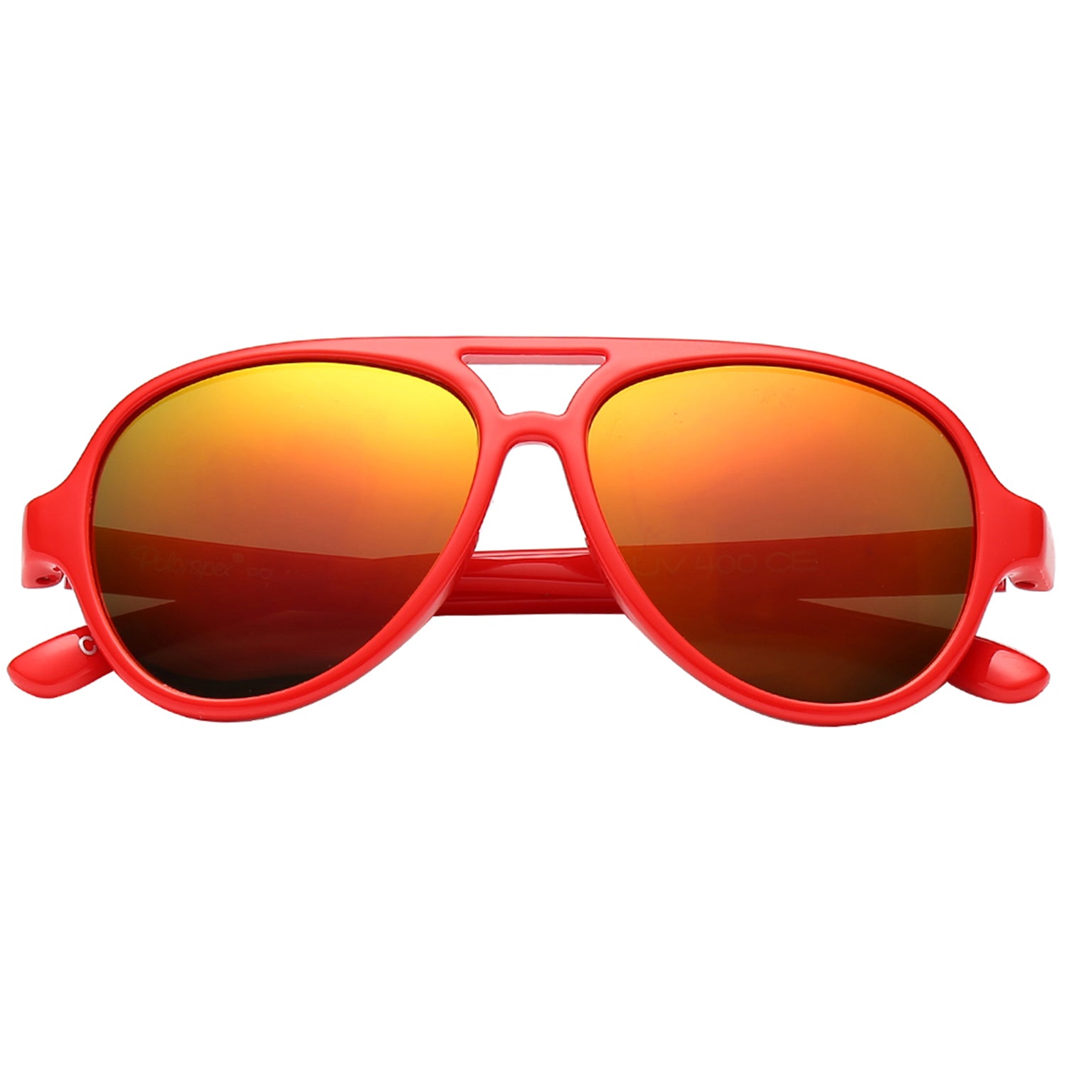 Polarspex Polarized Bendable Aviator Pilot Sunglasses with Scarlet Red Frames and Polarized Lava Red Lenses for Boys and Girls (Ages 2 - 8)