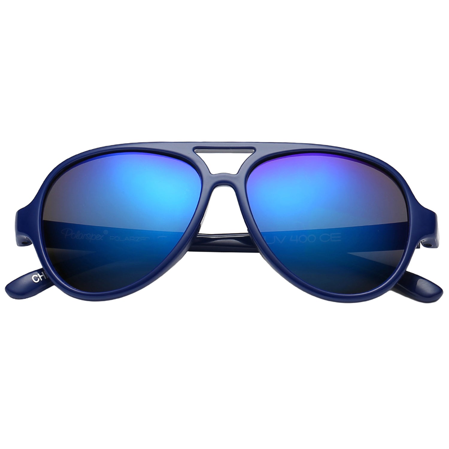 Polarspex Polarized Bendable Aviator Pilot Sunglasses with Royal Blue Frames and Polarized Ice Blue Lenses for Boys and Girls (Ages 2 - 8)